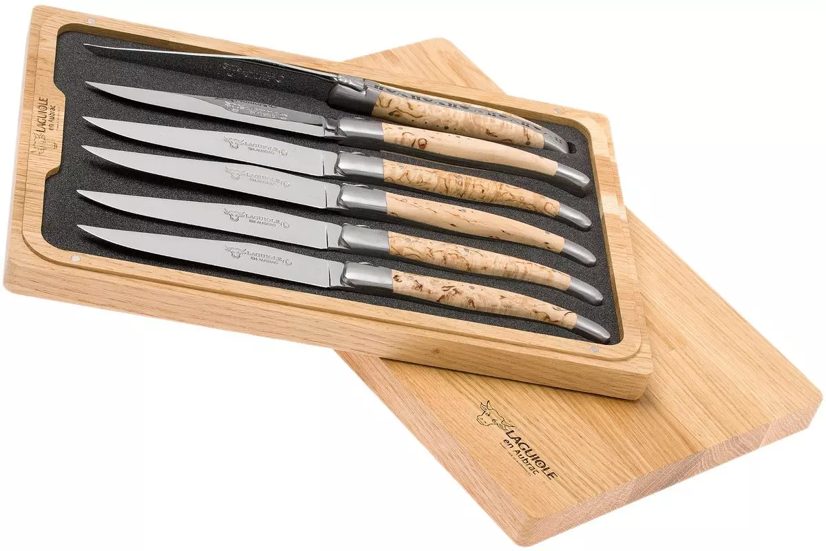 Laguiole en Aubrac coffret 6 couteaux steak bouleau