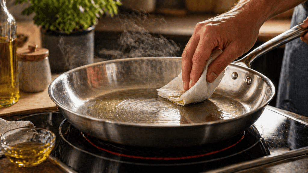 Ce qui se passe quand on culotte une poêle en inox