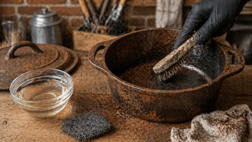 Restaurer une cocotte en fonte rouillée