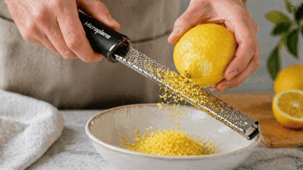 une personne entrain de zester son citron