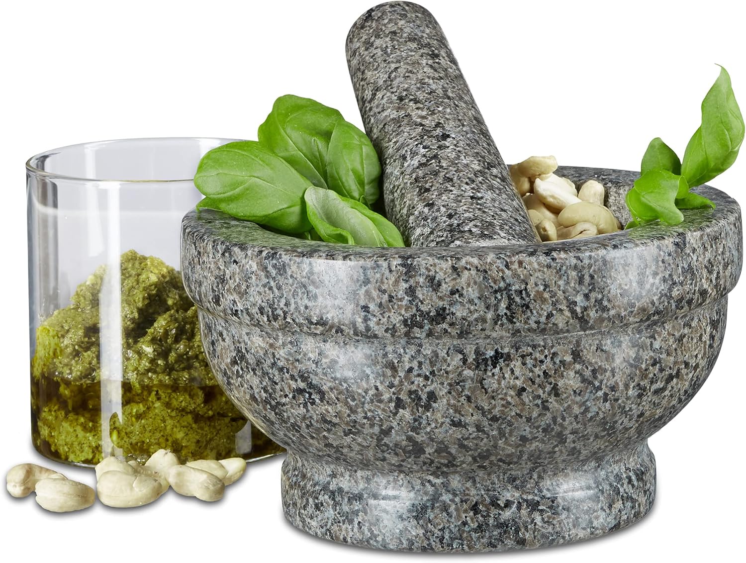 Relaxdays mortier granit poli 17 cm épices cuisine