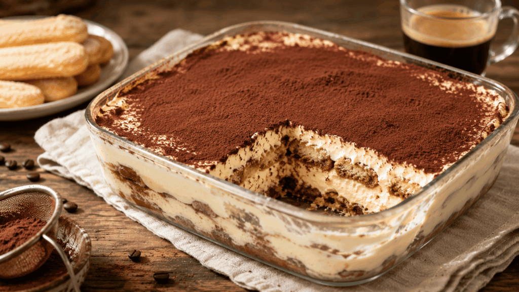 Les ingrédients pour un tiramisu de 6 à 8 parts