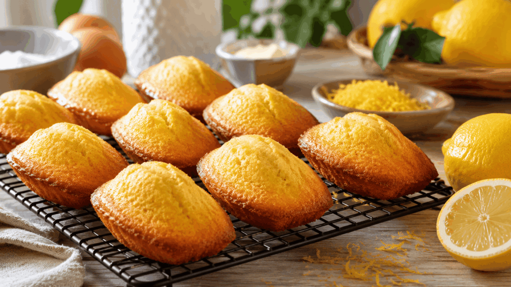Madeleines au citron fraîchement sorties du four