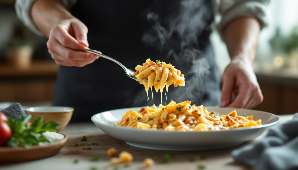 gratin de pâtes au jambon